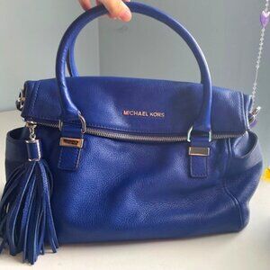Michael Kors Retro Vintage Bright Blue Leather Shoulder Bag – Like New